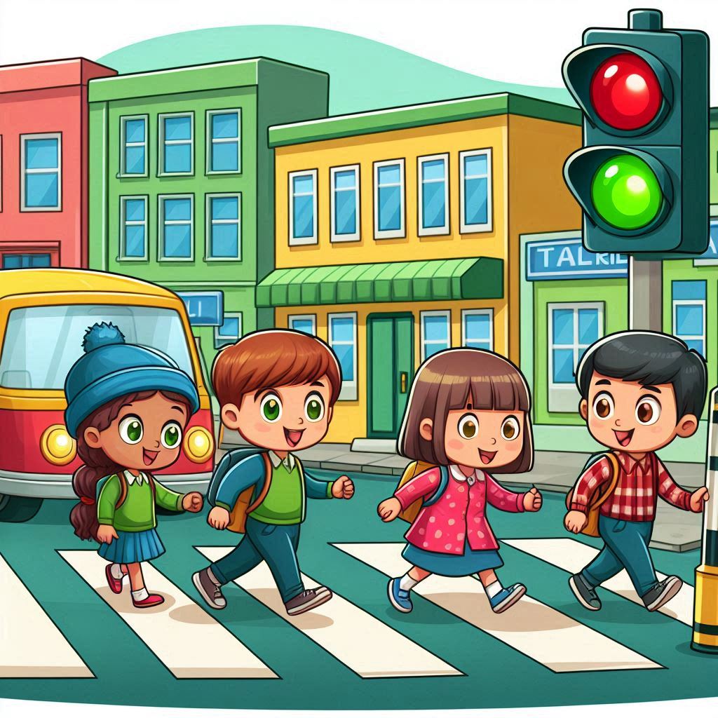 Niños cruzando la calle